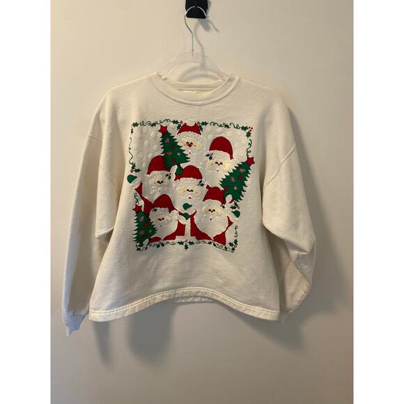 Vintage Vicki Melhart 1996 Christmas Santa Puff Paint Sweatshirt-Size XL - Picture 1 of 8